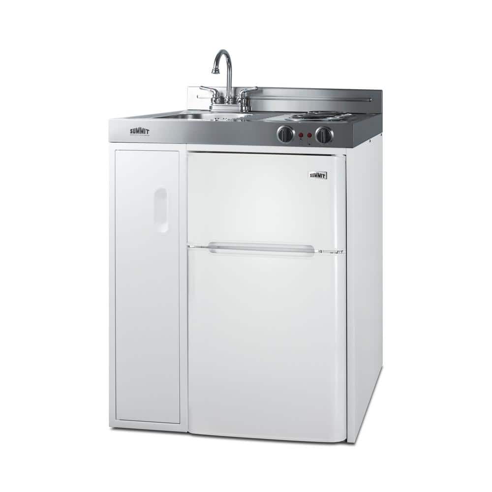 30'' Wide White Stainless Steel All-In-One Kitchenette