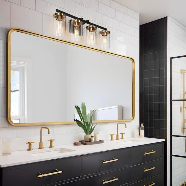 Zevni 27 in. 4-Light Black Vanity Light for Bathroom Modern