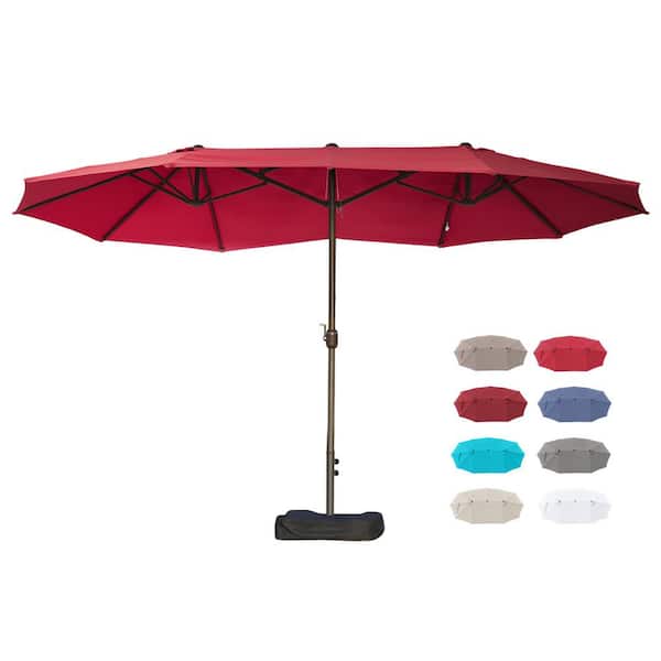 Outsunny 15 ft. Steel Market Umbrella Patio Umbrella in Red