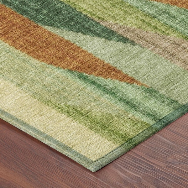 Chantille Machine Washable Indoor/Outdoor Abstract ACN2720 Green 8 ft. x 8 ft. Round Rug