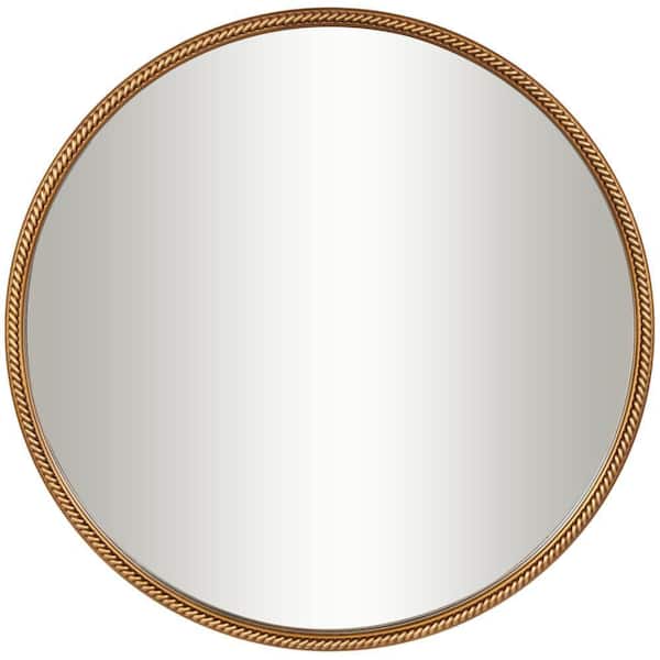 47 in. x 47 in. Round Framed Gold Wall Mirror with Twisted Chain Inspired Frame