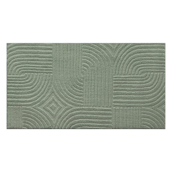 Stone Geo Curve Washable 2 ft. x 3 ft. Sage Green Indoor AreaRug