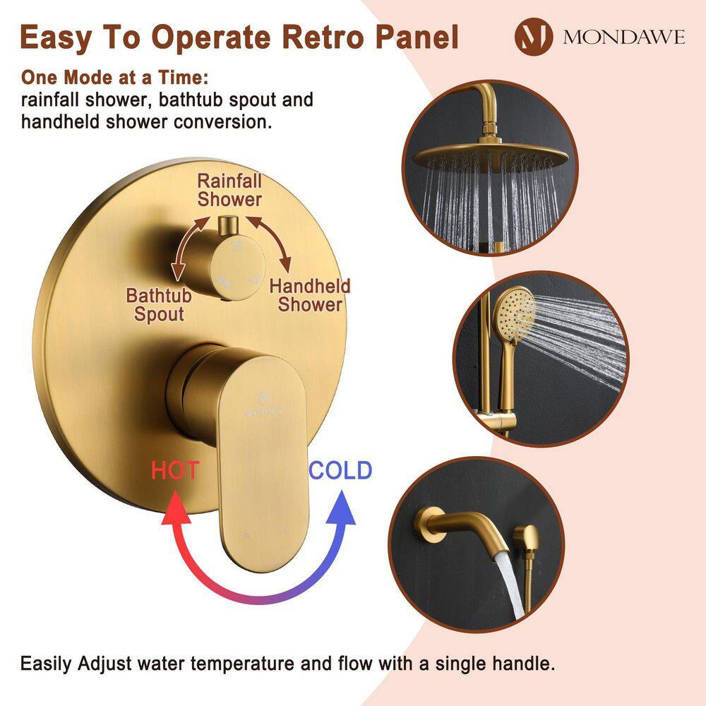 Brushed Gold Dual Shower System with Adjustable Handheld