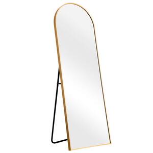 71 in. x 24 in. Modern Arch Metal Framed Gold Full-Length Floor Standing Mirror