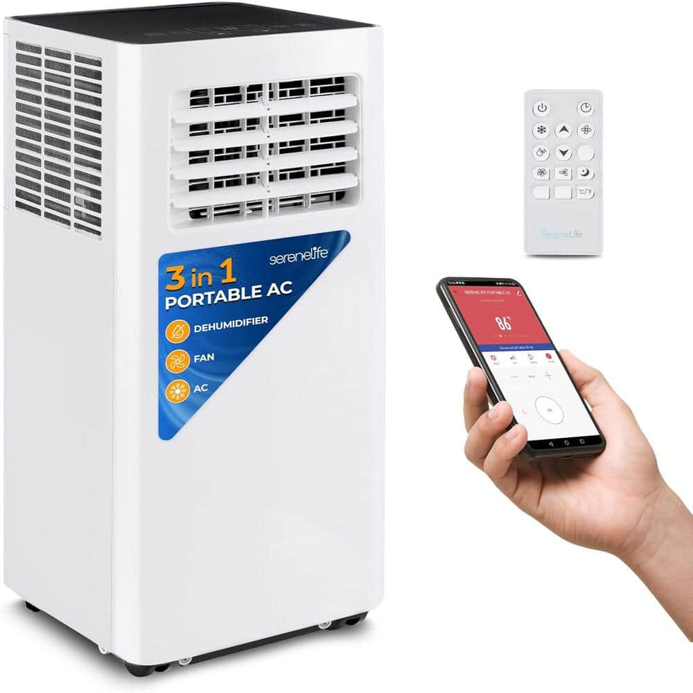 SereneLife Portable Air Conditioner - Compact Home A/C Cooling Unit W/ Built-in Dehumidifier  White