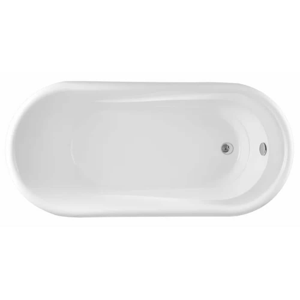 59-Inch White Acrylic Freestanding Soaking Bathtub