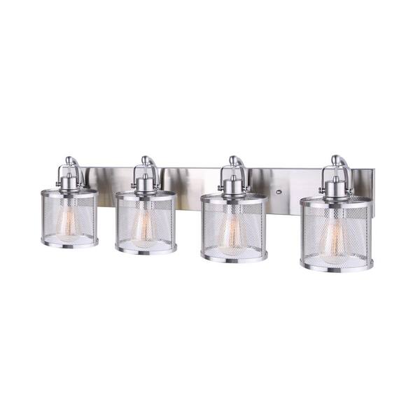 CANARM Beckett 34.5 in. 4-Light Brushed Nickel Vanity Light with Metal Shade