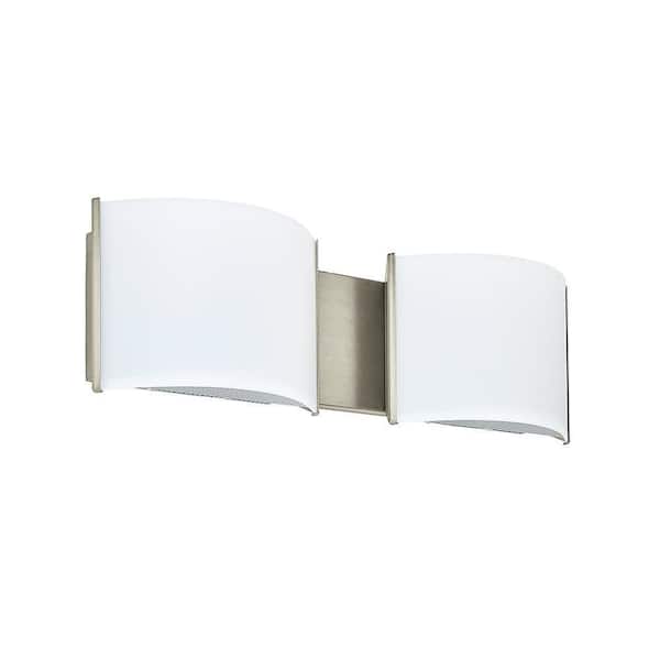 Unbranded 19 in. Brushed Nickel LED Vanity Light Bar with White Acrylic Shade
