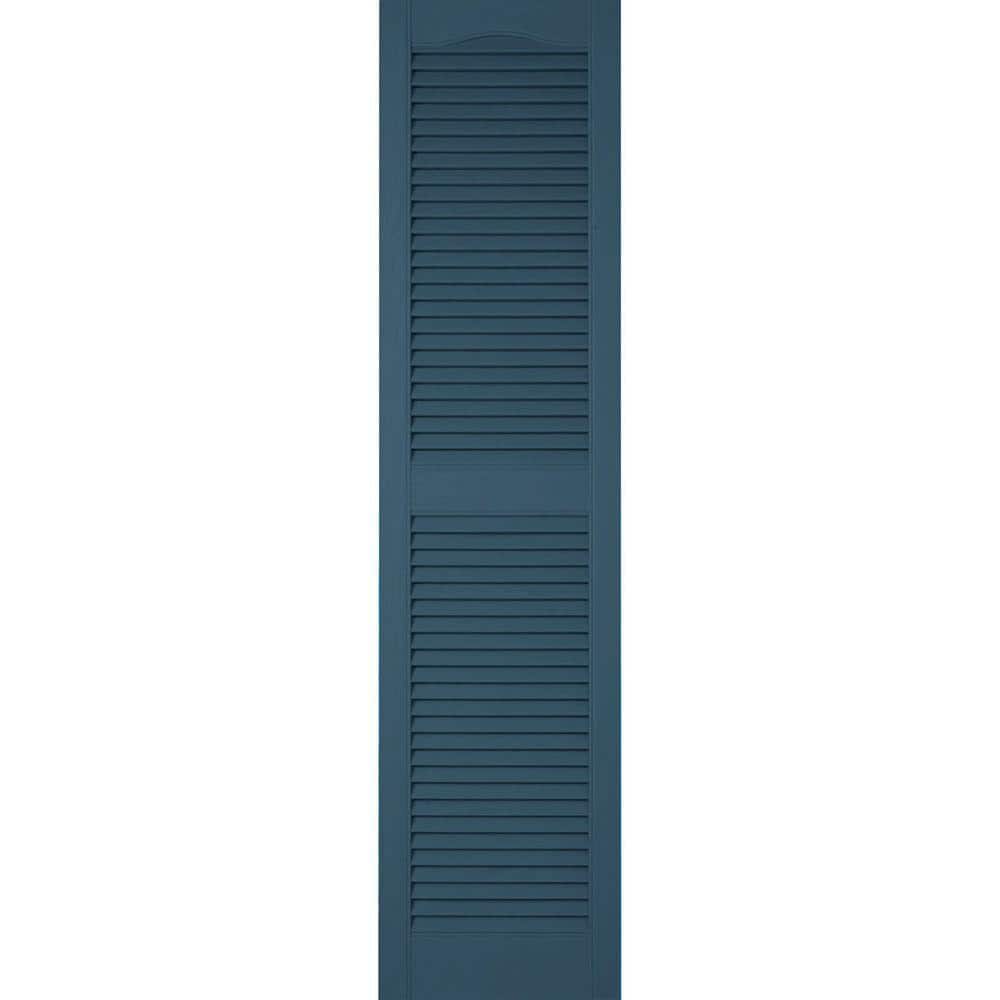 14-1/2 in. x 67 in. Lifetime Vinyl Custom Cathedral Top Center Mullion Open Louvered Shutters Pair Classic Blue price history on PriceWatchPro