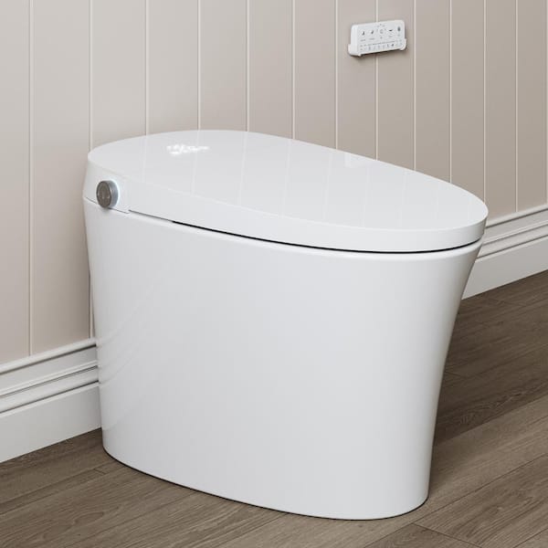 ADA Elongated Smart Bidet Toilet 1.27 GPF in White with Auto Open/Close, Foam Shield, UVC-Clean Water Tech, Heated Seat