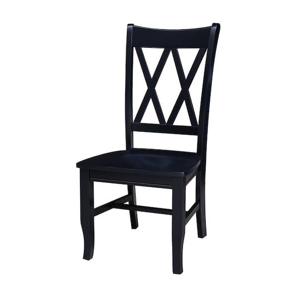International Concepts Double XX-Back Solid Wood Black Side Chair
