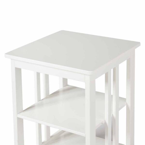 3-tier Side Table Nightstand Sofa End Table W/ Baffles Round Corners Home White 