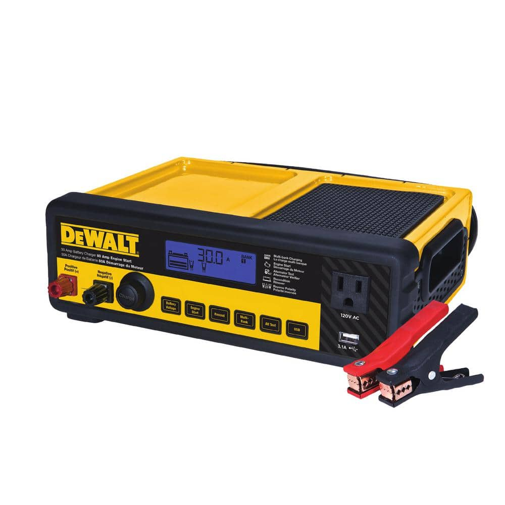 Dewalt 30 Amp Multi Bank Portable Car Battery Charger With 80 Amp Engine Start Dxaec80 The Home Depot