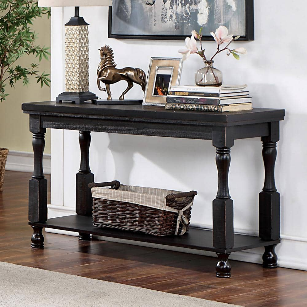 Furniture of America Heavenly 47.5 in. Antique Black Rectangle Wood ...