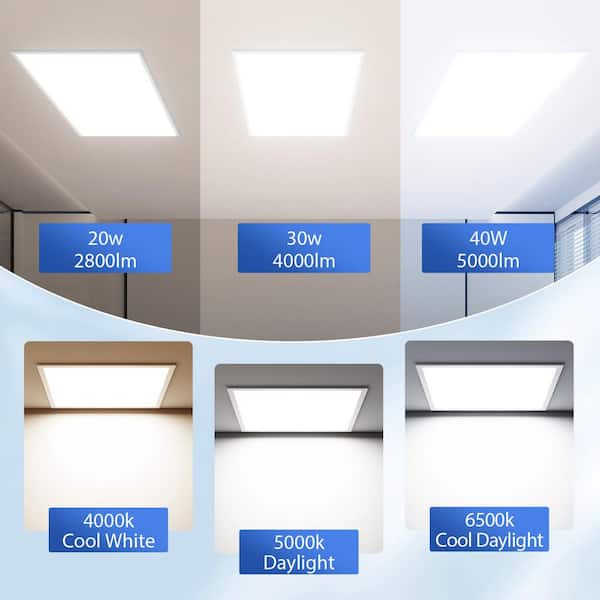Amico 12-Pack 2 ft. x 2 ft. 5000 Lumen Dimmable Integrated LED