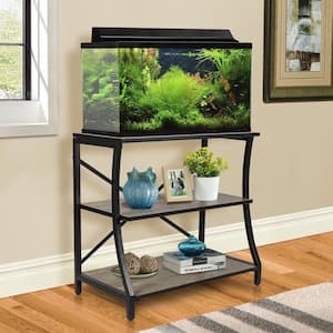 Aquarium Fundamentals Black and Gray 29 in. Accent Cabinet with 3 Shelves with Steel Frame for 10 gal. Aquariums