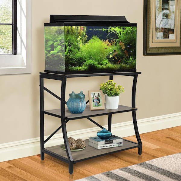 Aquatic Fundamentals Aquarium Fundamentals Black and Gray 29 in. Accent Cabinet with 3 Shelves with Steel Frame for 10 gal. Aquariums