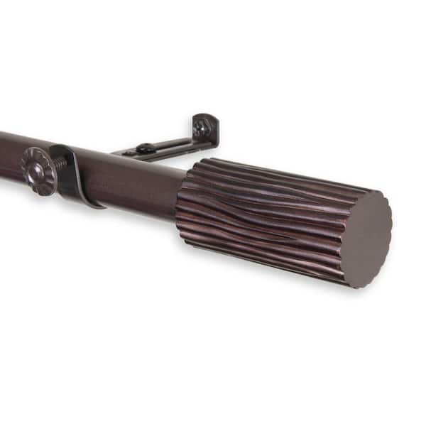 Rod Desyne 66 in. - 120 in. Telescoping Single Curtain Rod Kit in Cocoa with Cedar Finial