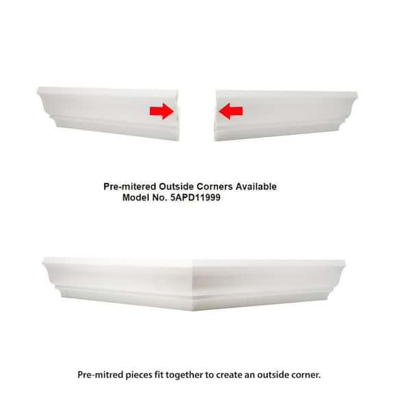 American Pro Decor Trim Fast WM 49 3 in. x 2 in. x 96 in. Plain Polystyrene Peel and Stick Crown Moulding 48 LF (6-Pack)