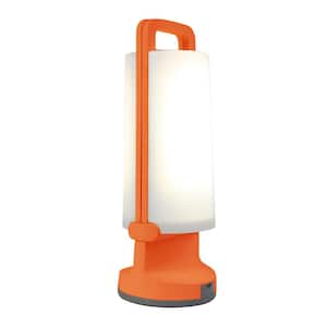 11 in. Orange and White Folding Outdoor LED Solar Lamp