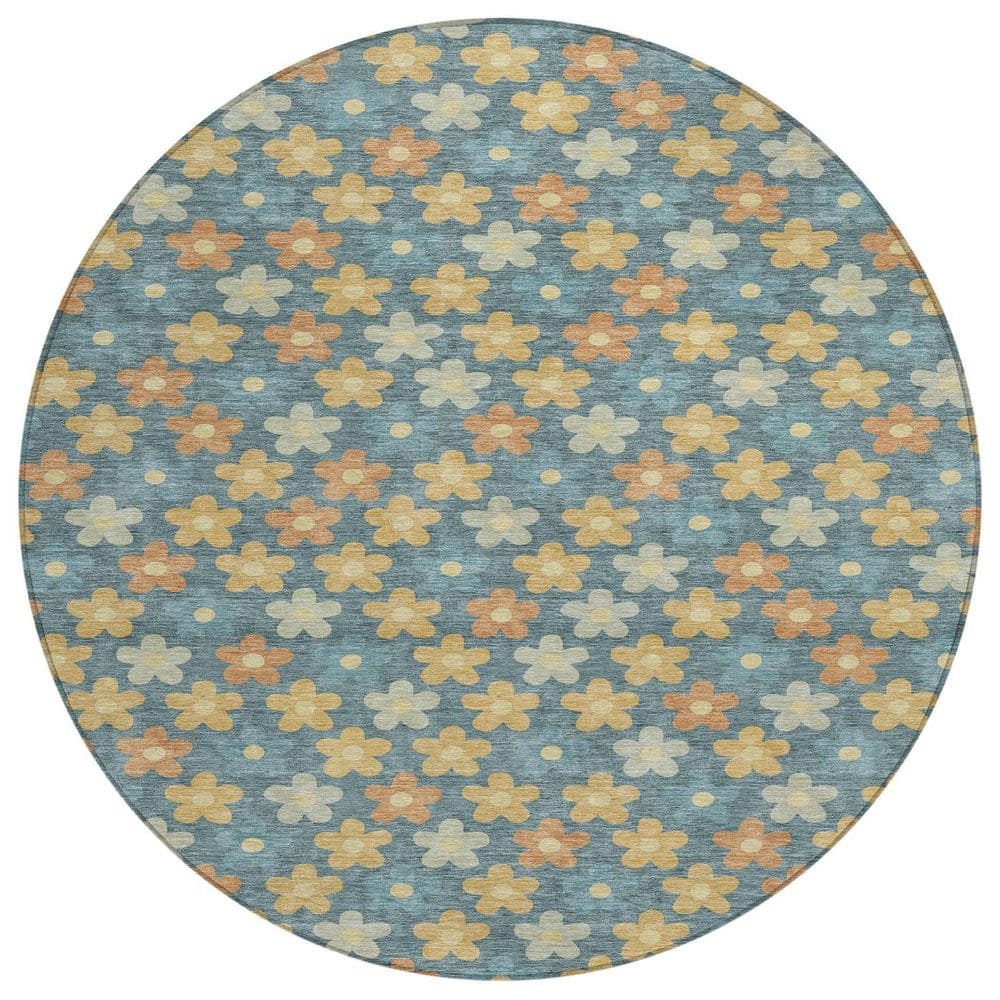 Chantille Machine Washable Indoor/Outdoor Abstract ACN2569 Teal 8 ft. x 8 ft. Round Rug price history on PriceWatchPro