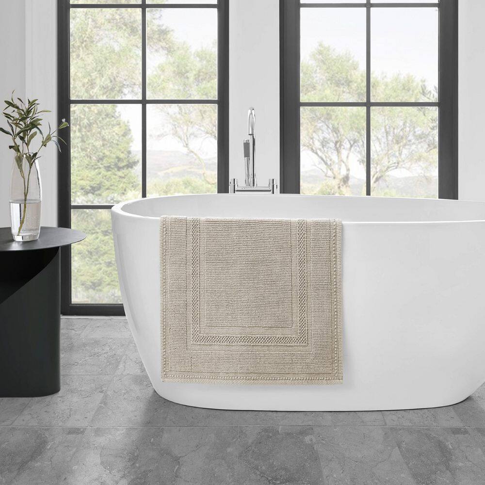 Taupe Gray Moroccan Cotton Bath Mat 24"L x 17"W, Machine Washable