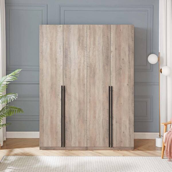 Manhattan Comfort Lee Rustic Grey 63 in. Freestanding Wardrobe