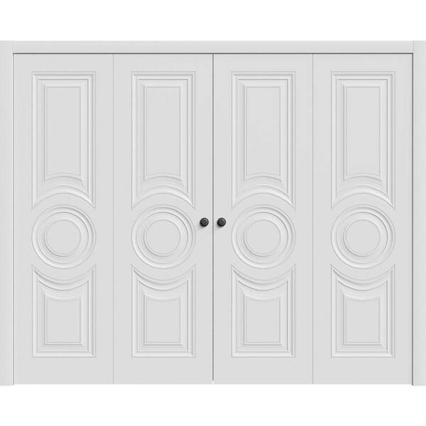 7801 96 in. x 80 in. Solid Core White Color Wood Bi-Fold Door with Hardware
