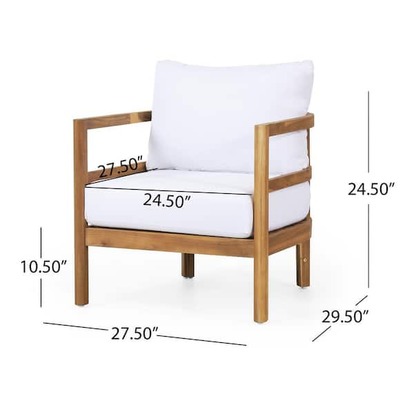 Noble House Solano Teak Brown Removable Cushions Wood Outdoor Lounge Chair  with White Cushion 66162 - The Home Depot