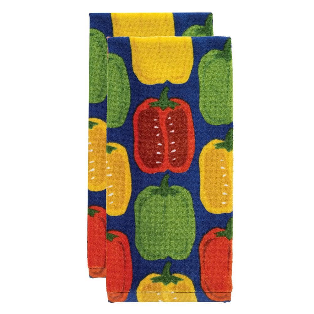 2DIFFERENT COTTON PRINTED KITCHEN TOWELS(15x25)SWEET  SUMMERTIME,FOOD&FRUITS,RL