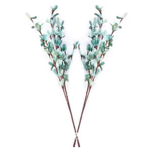 Handcrafted 32 in. Teal Palm Lilies Dried Natural (2-Pack)