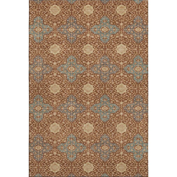 Mayfield Premium Machine Washable Abstract AMF2566 Paprika 10 ft. x 14 ft. Area Rug