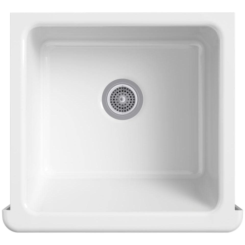 White Cast Iron Farmhouse Single-Bowl Kitchen Sink