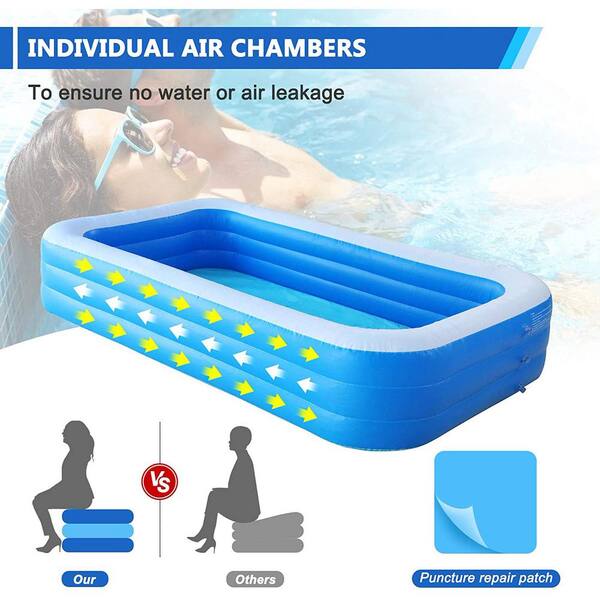 Kid Pool Inflatable Swimming Pool, 120" X 72" X 22" Kiddie