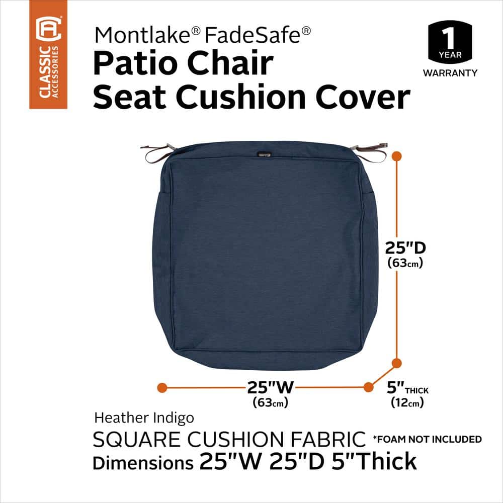 Heather Indigo 9" Square Water-Resistant Patio Cushion Cover