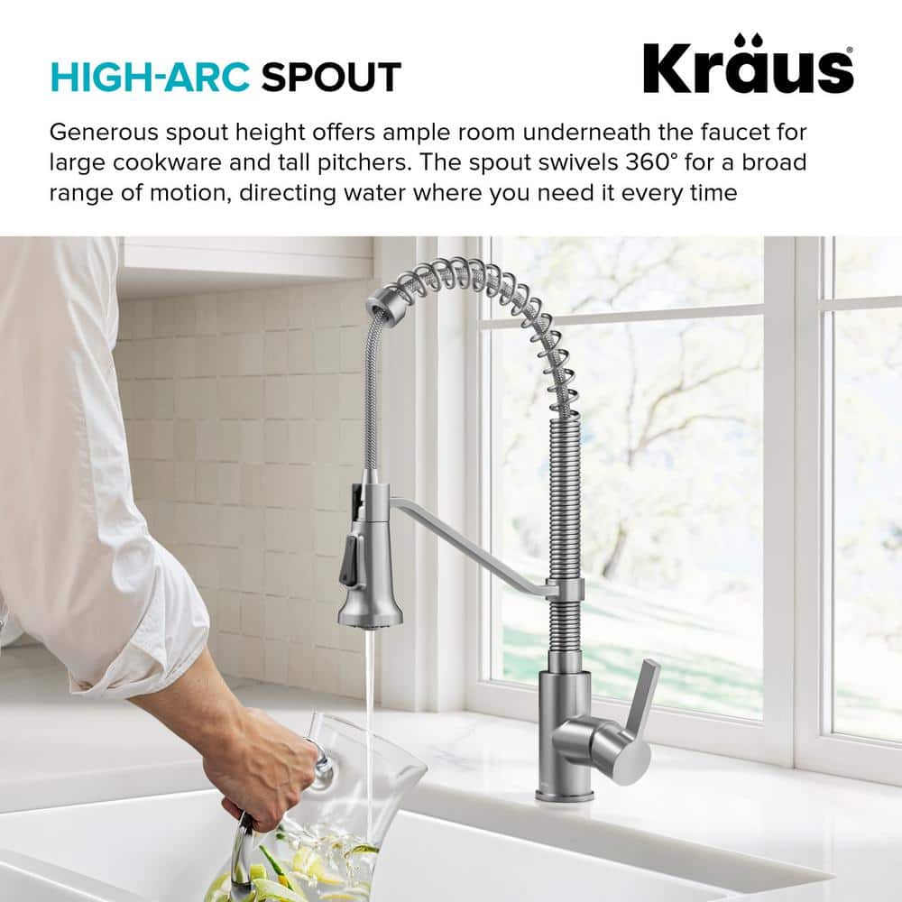 Britt Spot-Free Stainless Steel Commercial Style Pull-Down Kitchen Faucet