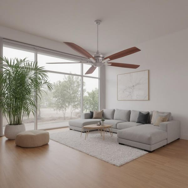 Dyno XL 60 in. Integrated LED Indoor Brushed Nickel Smart Ceiling Fan with Light Kit with Hand Held Remote Control