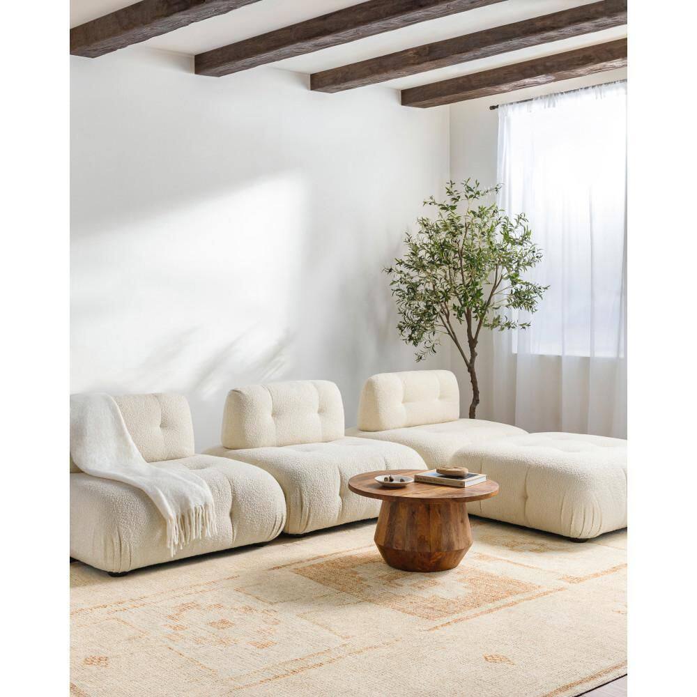 Solana Ivory & Beige Vintage-Inspired Easy-Care Area Rug - 6'7" x 6'7"
