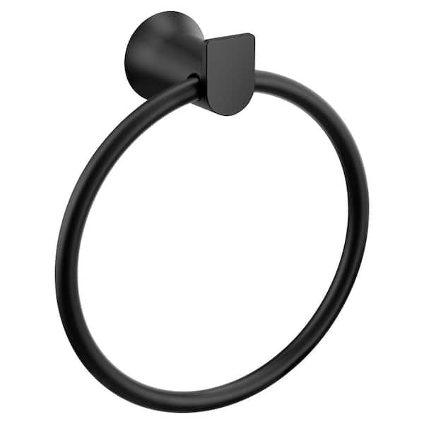 MOEN Wall Mounted Genta Towel Ring in Matte Black BH3686BL - The