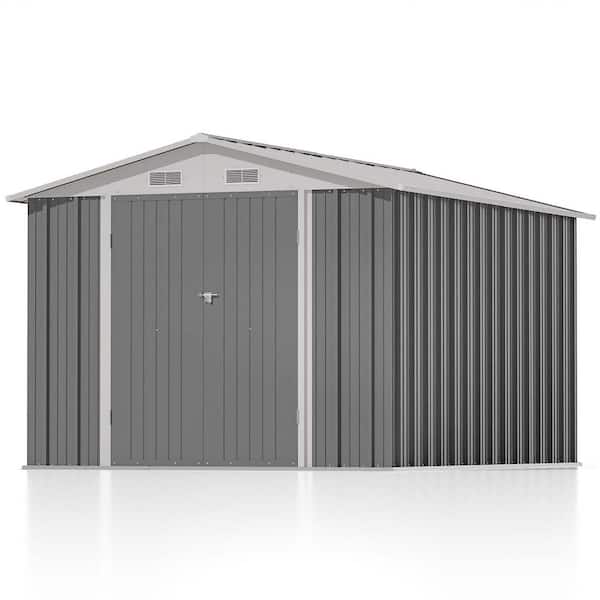 Patiowell 8 ft. W x 10 ft. D Gray Metal Storage Shed 80 sq. ft.