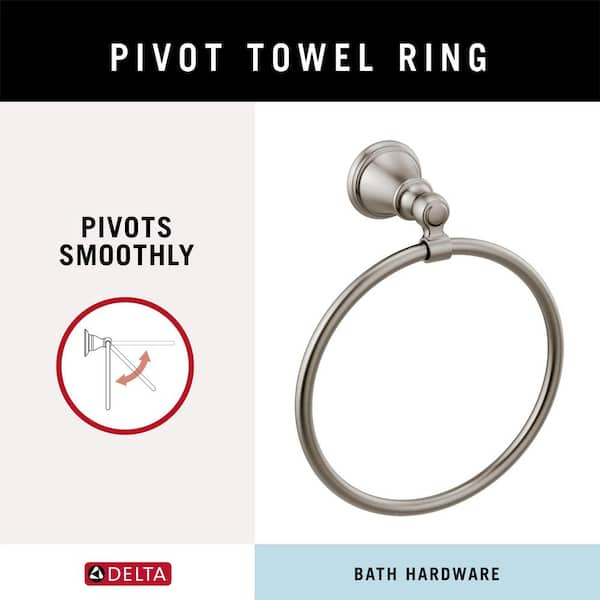 Delta Everly Wall Mount Square Open Towel Ring Bath Hardware