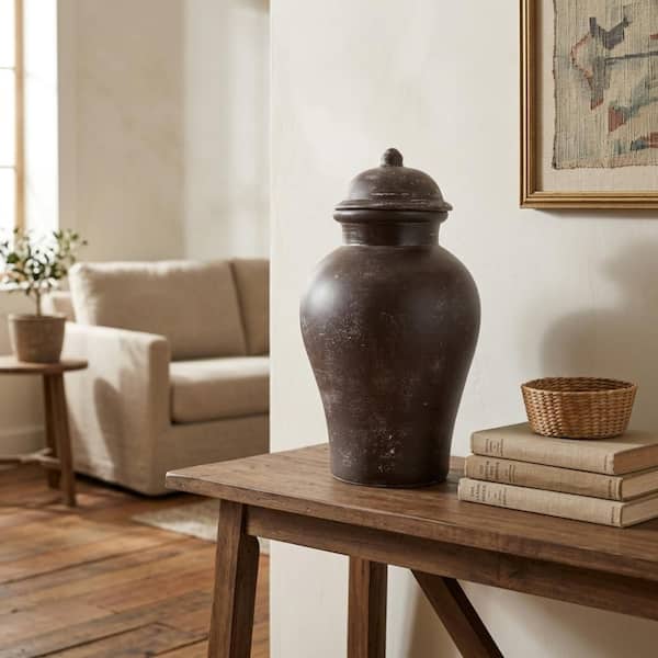 19.5 in. Brown Terracotta Urn Jar