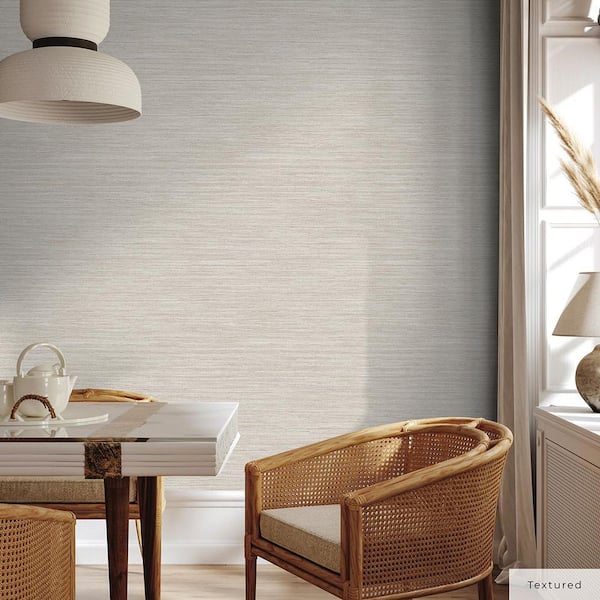 Ecru Faux Horizontal Grasscloth Vinyl Peel and Stick Textured Wallpaper Roll (Covers 28 sq. ft.)