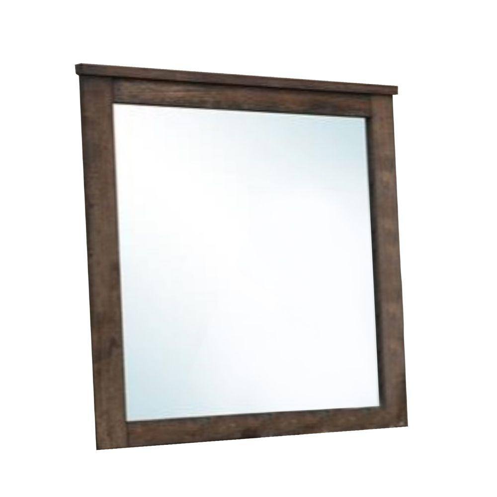 Benjara 1.5 In. W X 24 In. H Wooden Frame Brown Wall Mirror BM171368 ...