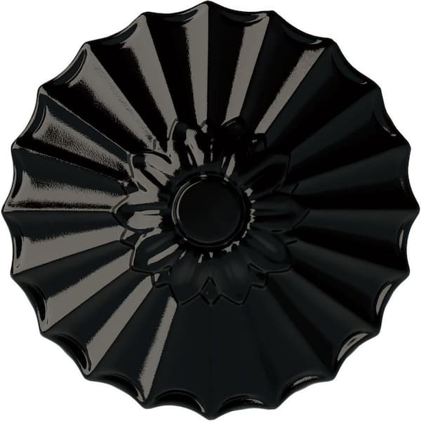 Ekena Millwork 9 in. x 1-3/8 in. Shakuras Urethane Ceiling Medallion (Fits Canopies upto 1-3/8 in.), Black Pearl