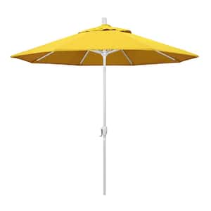 9 ft. Aluminum Market Push Tilt - M White Patio Umbrella in Lemon Olefin