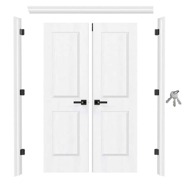 48 in. x 80 in. 2 Panel Primed Hollow Core Door with Universal Jamb, Privacy Lever & Latch, Assembly Required