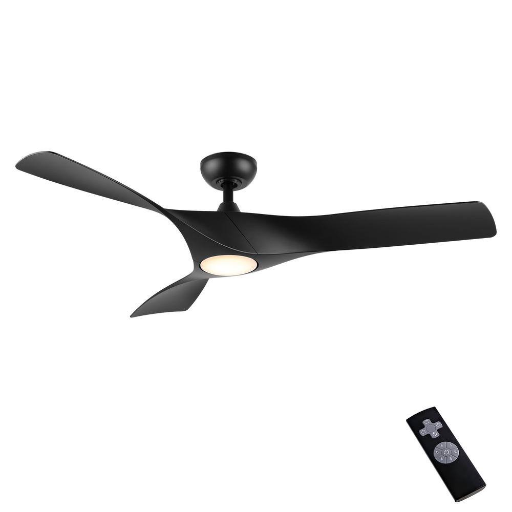 52'' Black Indoor Ceiling Fan with LED Light and Remote