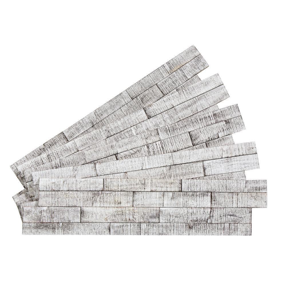 Whitewash Pine Rustic Wood Wall Panels 25.5in x 6in