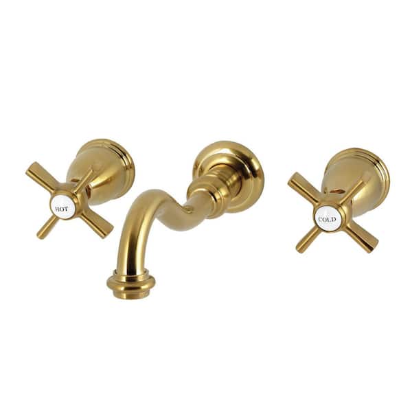 Millennium 2-Handle Wall-Mount Bathroom Sink Faucet in Brushed Brass